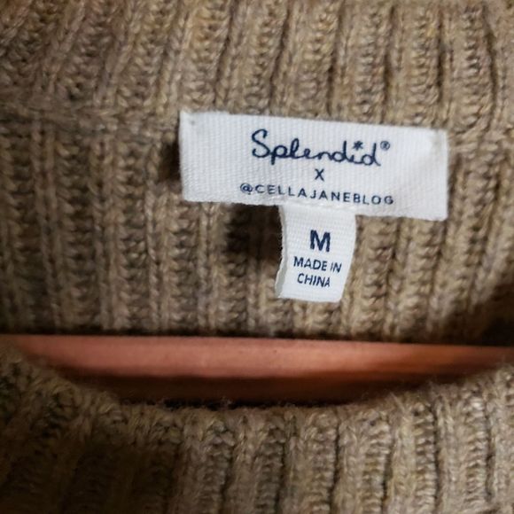 Splendid x Cella Jane Medium Cashmere blend rib knit sweater dress camel tan - Picture 5 of 8